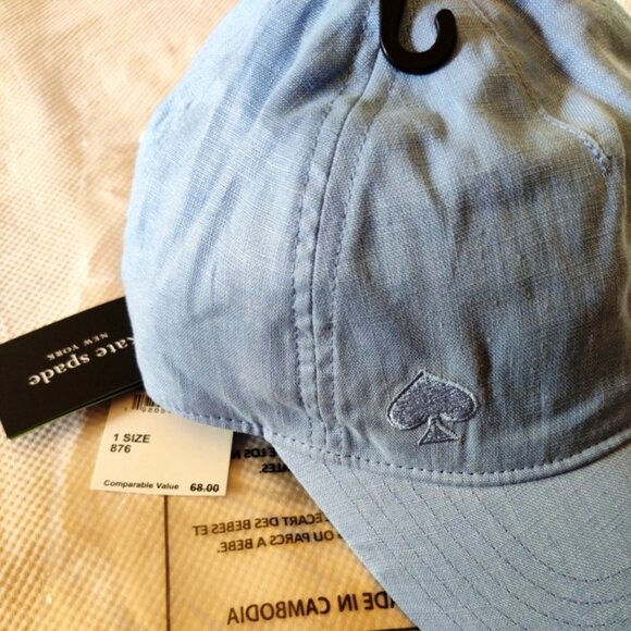 Kate Spade Linen Baseball Cap in Cosmic Zen Blue, One Size, NWT display picture 2